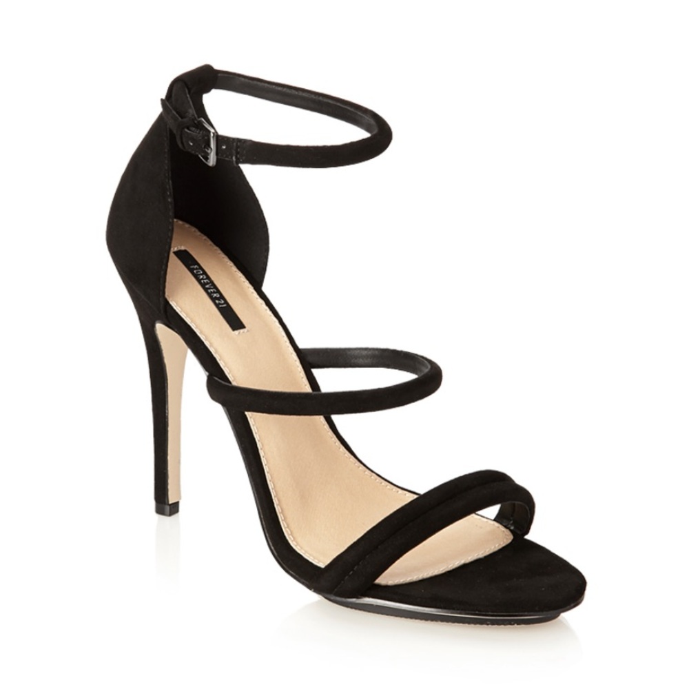 Faux suede strappy heels
